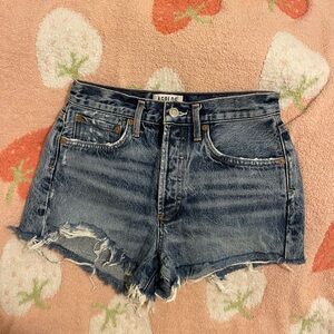Agolde Distressed Blue Jean Shorts